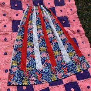 Vintage 70s patchwork maxi skirt Talbot's | XXS-XS | 20-24 | red pink prairie